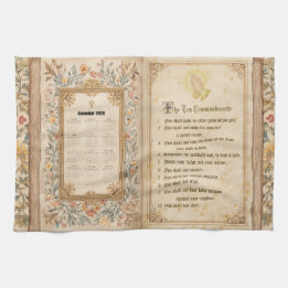 Linge De Cuisine 2026 Calendar Towel Ten Commandments Monastic 