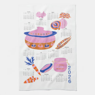 Linge De Cuisine 2026 Folk Art Cottagecore Casserole Calendrier