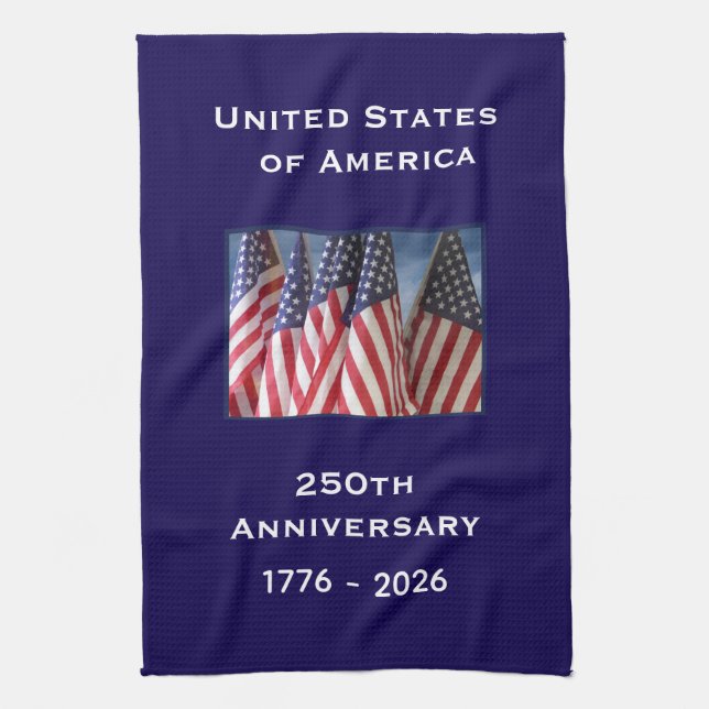 Linge De Cuisine 250th Anniversary USA Patriotic American Flags (Vertical)