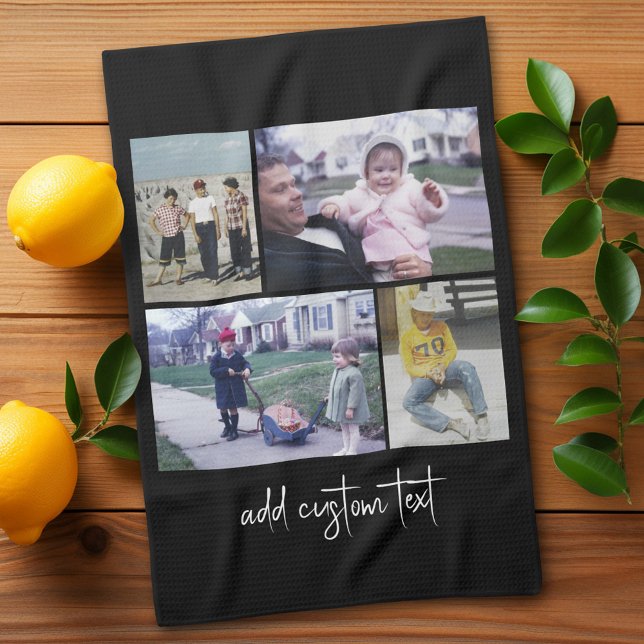 Linge De Cuisine 4 Collage de photos - vous pouvez changer la coule (Personalized Kitchen Towel with photos and text - Makes a great gift)