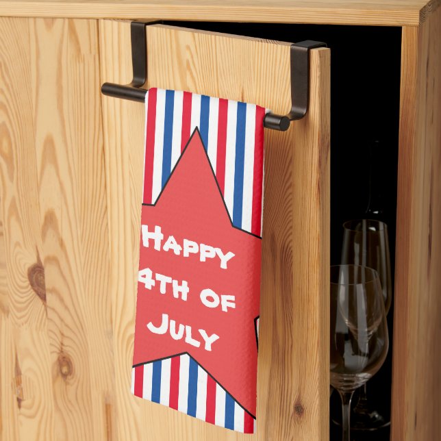Linge De Cuisine 4 juillet bleu rouge (Pliage en tiers)