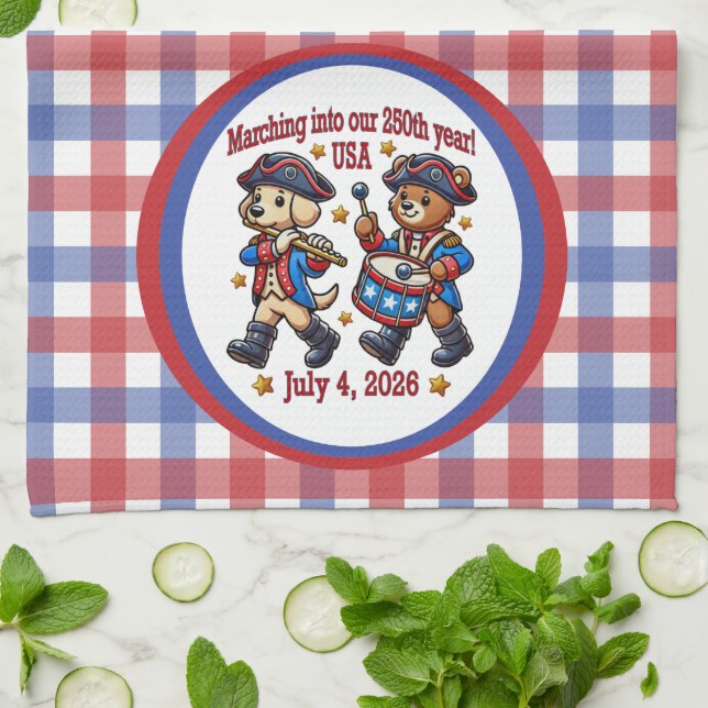 Linge De Cuisine 4 juillet USA 250e anniversaire Semiquincentenaire (Plié)