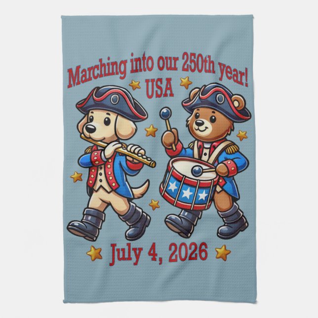 Linge De Cuisine 4 juillet USA 250e anniversaire Semiquincentenaire (Vertical)