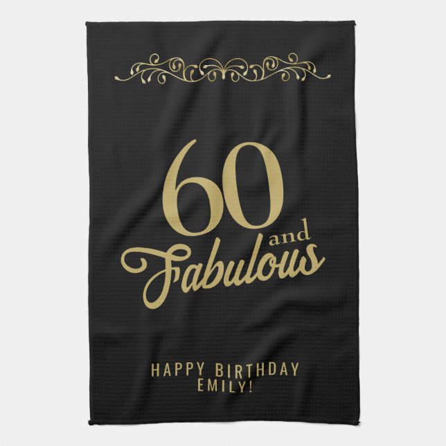Linge De Cuisine 60 et fabuleux ornement élégant 60e anniversaire (Vertical)