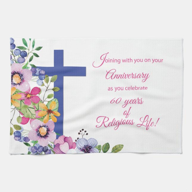 Linge De Cuisine 60e Anniversaire, Nun, Religious Life Cross (Horizontal)