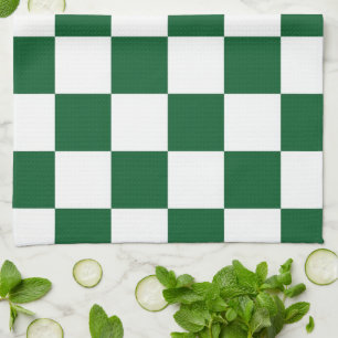 Linge De Cuisine à damiers vert et blanc