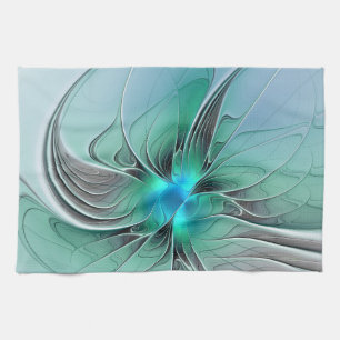 Linge De Cuisine Abstrait avec bleu, art fractal moderne