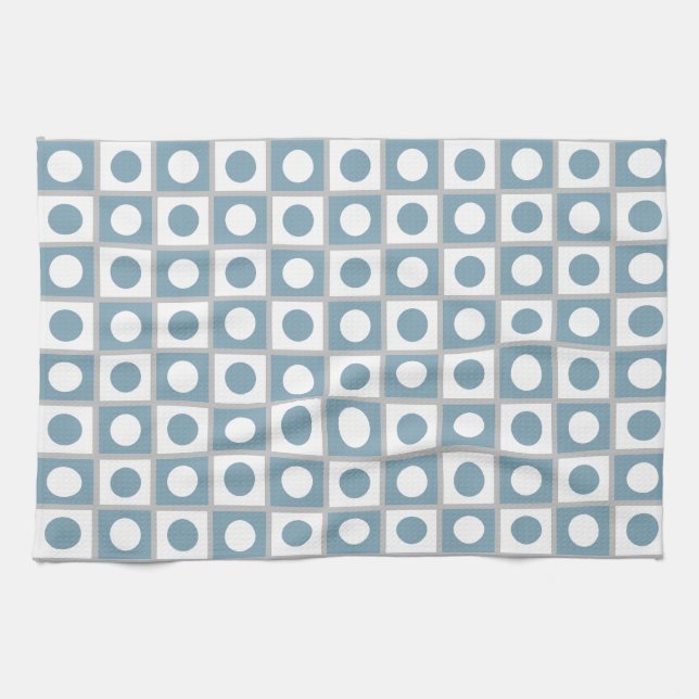 Linge De Cuisine Abstrait moderne Turquoise & blanc (Horizontal)