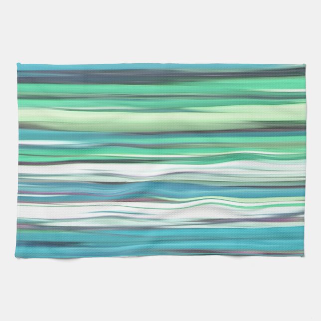 Linge De Cuisine Abstrait n° 2 : bleu vert d'eau (Horizontal)