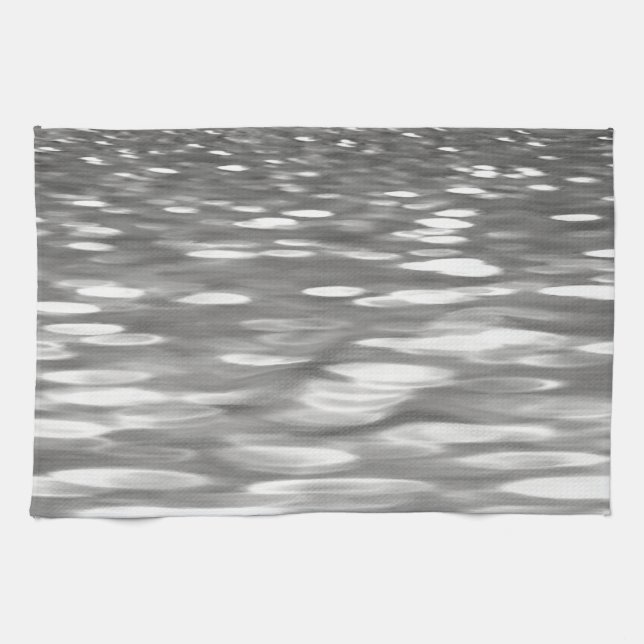 Linge De Cuisine Abstrait n° 3 : brillant gris argenté (Horizontal)