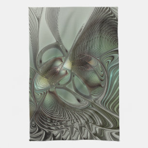 Linge De Cuisine Abstrait Olive Sage Green Grey Fractal Art Imagina