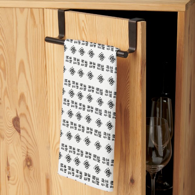 Linge De Cuisine Abstraits Noirs blancs (Pliage en tiers)