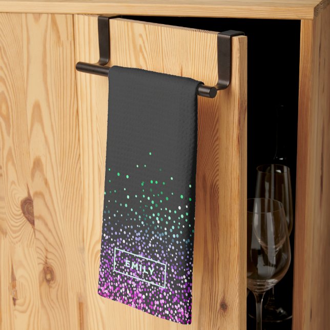 Linge De Cuisine Accent de Parties scintillant couleur noire (Pliage en tiers)