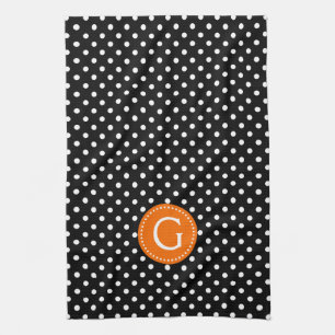 Linge De Cuisine Accent noir et blanc d'orange de pois