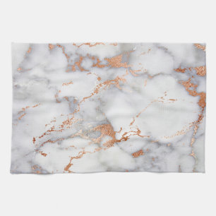Linge De Cuisine Accents de sable et Motif Abstrait blanc