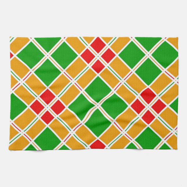 Linge De Cuisine Accessoire motif jaune argyl vert brillant (Horizontal)