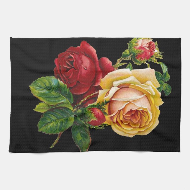 Linge De Cuisine Accessoires d'impression rose - noir, rouge, art v (Horizontal)