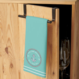 Linge De Cuisine Accueil Turquoise nautique à bord Nom du bateau An