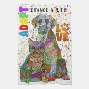 Linge De Cuisine Adoption de chiens et de chats et Secourir serviet