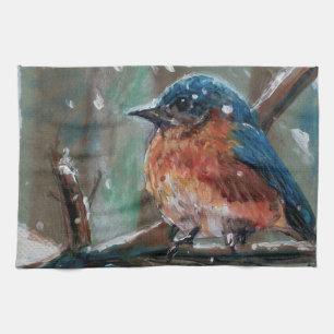 Linge De Cuisine Adorable Petit Oiseau bleu de l'Est Chant