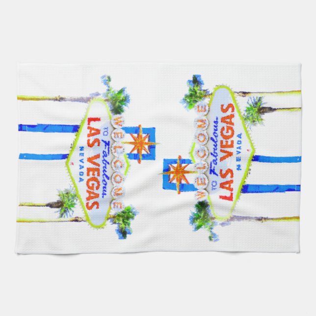Linge De Cuisine Affiche de bienvenue de Las Vegas (Horizontal)