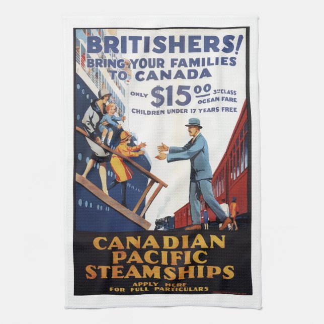 Linge De Cuisine affiche de migration des navires à vapeur Retro Ca (Vertical)
