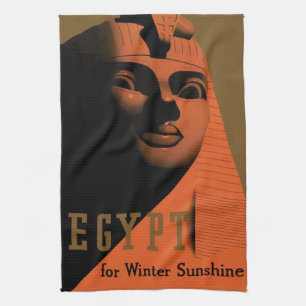 Linge De Cuisine Affiche de voyage vintage avec Sphinx, Égypte, Afr