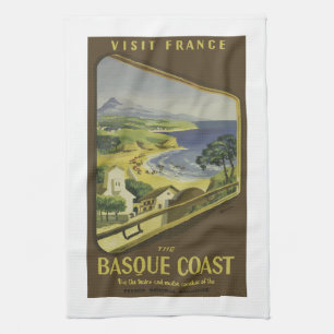 Linge De Cuisine affiche Vintage de voyage en train de la Côte Basq