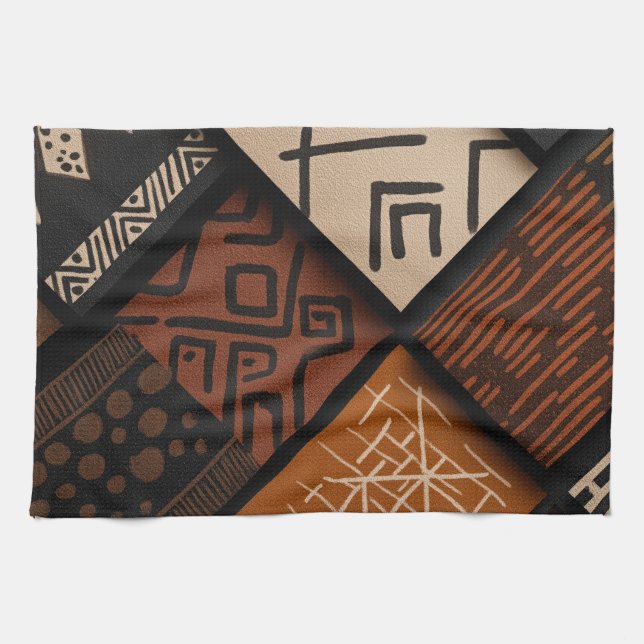 Linge De Cuisine African culture designs on diagonal shapes (Horizontal)