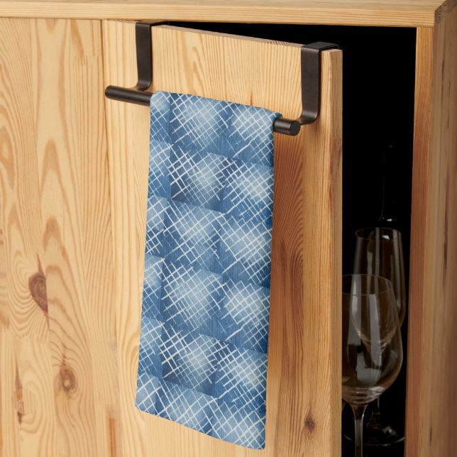 Linge De Cuisine Afrique Denim Indigo Motif en tissu boueux 1 (Pliage en tiers)