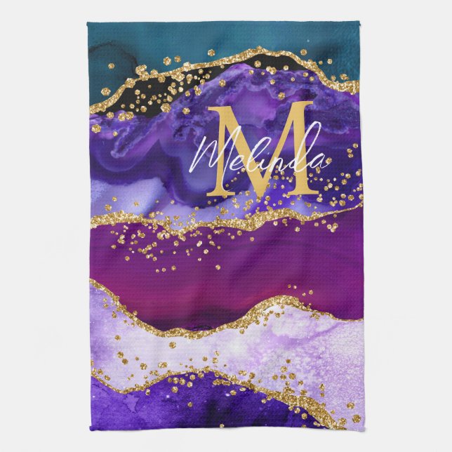 Linge De Cuisine Agate de Parties scintillant de Peacock violet et  (Vertical)