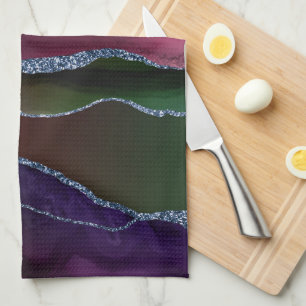 Linge De Cuisine Agate dynamique   Couleur rose et vert pour bijou