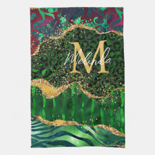 Linge De Cuisine Agate Poster de animal Safari vert