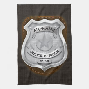 Linge De Cuisine Agent de police personnalisé Sheriff Cop NAME Badg
