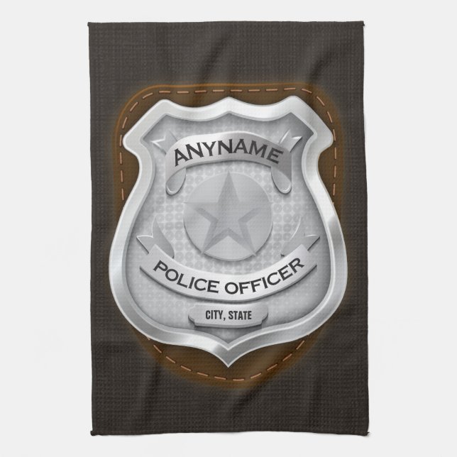 Linge De Cuisine Agent de police personnalisé Sheriff Cop NAME Badg (Vertical)