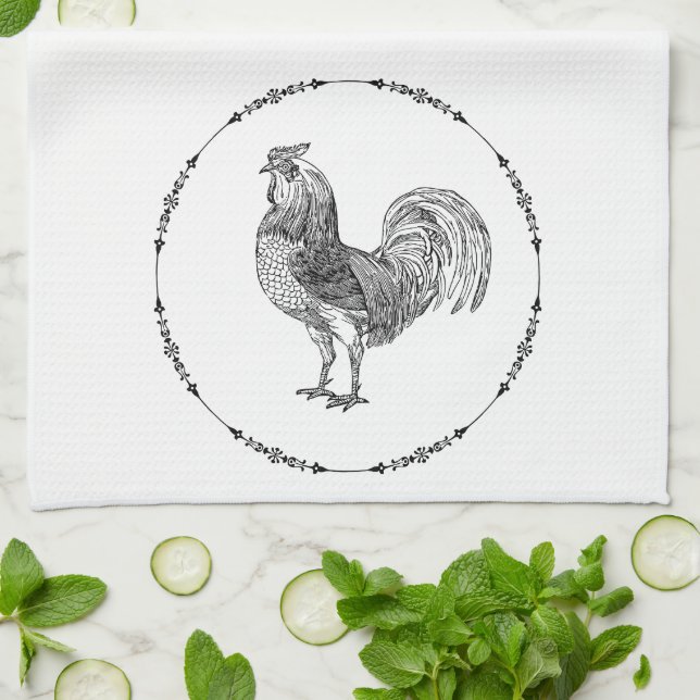 Linge De Cuisine Agritourisme rustique au coq (Plié)