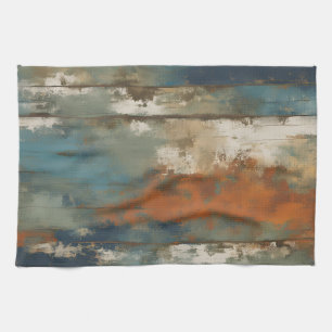 Linge De Cuisine Agritourisme rustique Turquoise orange beige