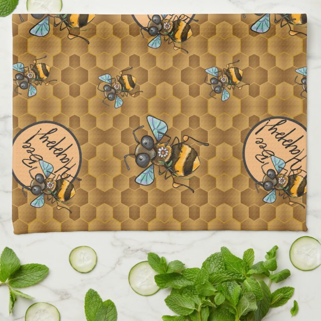 Linge De Cuisine Aie Du Bonheur ! Abeille de miel mignonne (Plié)