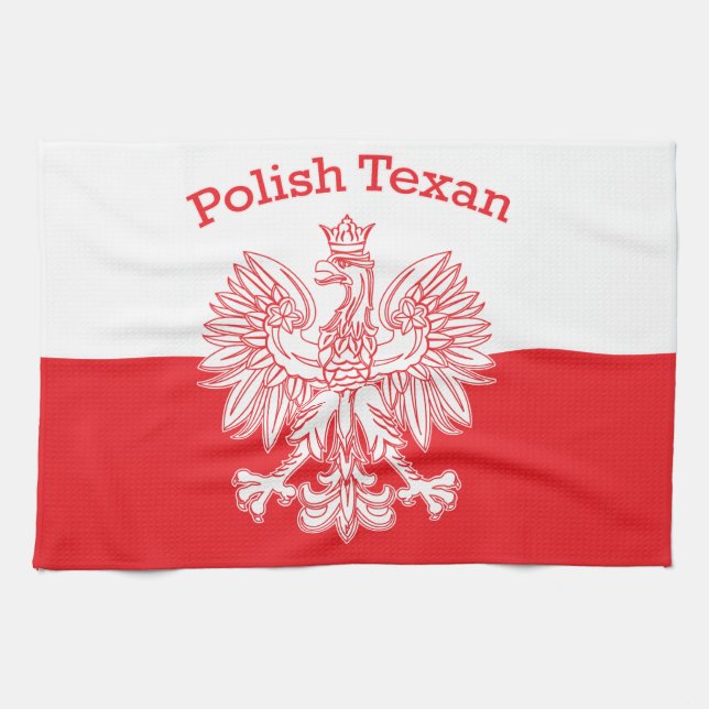 Linge De Cuisine Aigle blanc texan polonais (Horizontal)