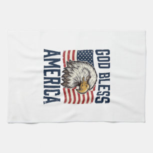 Linge De Cuisine Aigle patriotique Dieu bénisse l'Amérique Vector D
