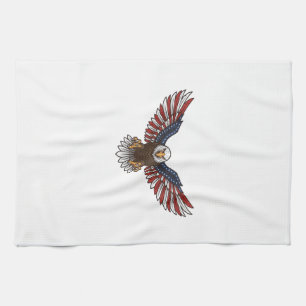 Linge De Cuisine Aigle patriotique gravure vintage vecteur concepti