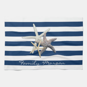 Linge De Cuisine Aimable Starfish, Bleu Marine Bleu Bandes Personna