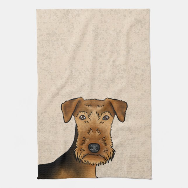 Linge De Cuisine Airedale Terrier Bingley Terrier Tête de chien Bei (Vertical)