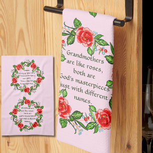 Linge De Cuisine Ajouter un texte, grand-mères Comme Roses, grand-m