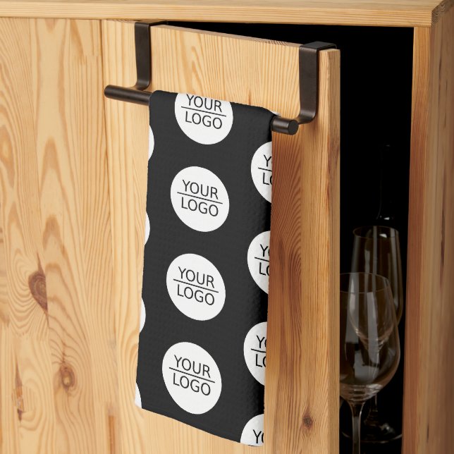 Linge De Cuisine Ajouter votre logo Black Motif Promotion de sociét (Pliage en tiers)