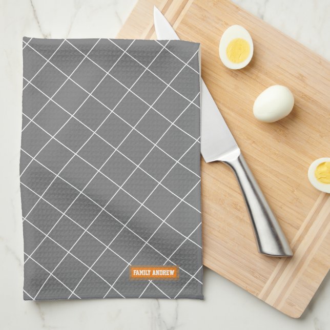 Linge De Cuisine Ajouter votre nom de famille diamant mignon minima (Quart Plié)