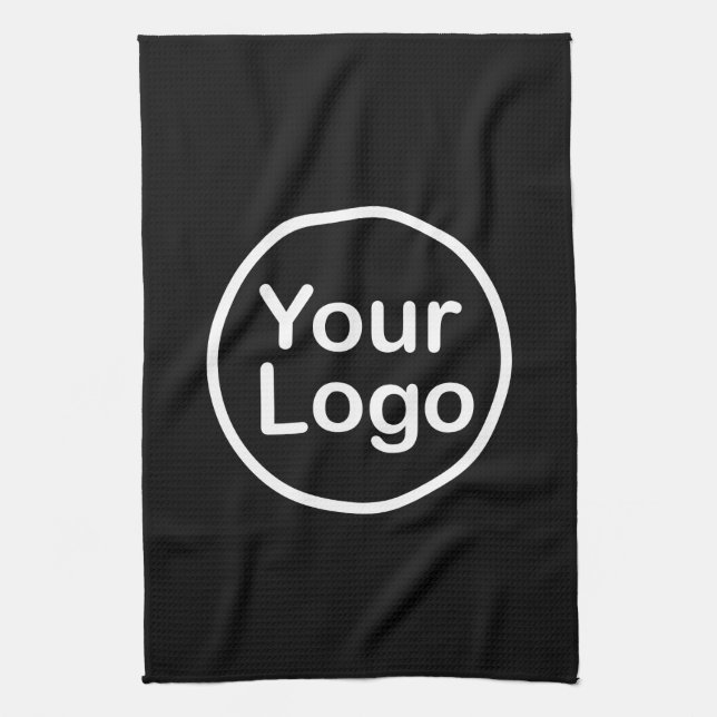 Linge De Cuisine Ajouter votre propre logo | Arrière - plan noir (Vertical)