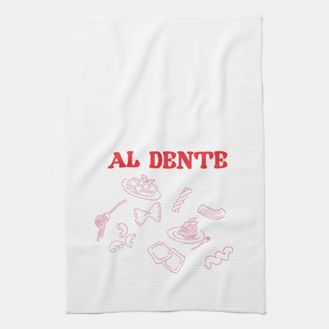 Linge De Cuisine Al Dente rose et rouge (Vertical)