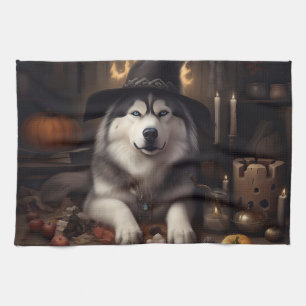 Linge De Cuisine Alaskan Malamute Citrouilles Halloween effrayant