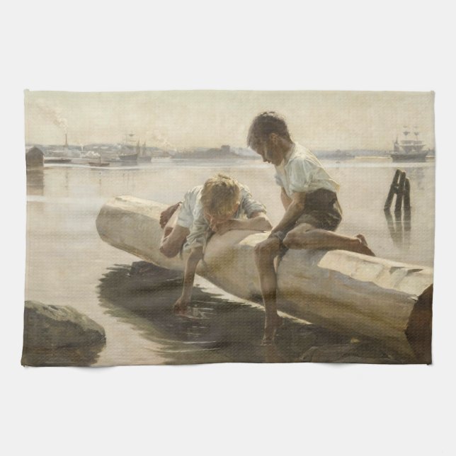 Linge De Cuisine Albert Edelfeel - Deux garçons sur un carnet (Horizontal)